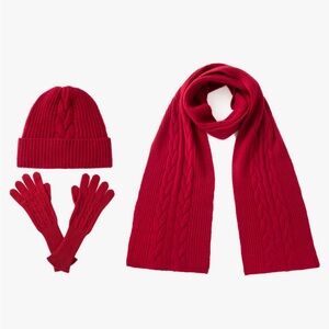 100% Cashmere scarf + hat + gloves. New!